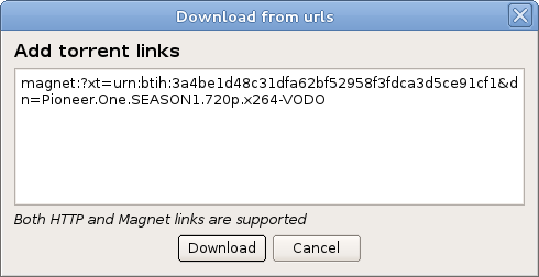 Add torrent in qBittorrent from magnet link