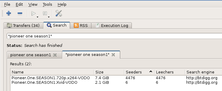 Search in qBittorrent